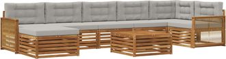 vidaXL Conjunto De Sof&aacute;s De Exterior 8 Uds. Natural Y Gris Claro Vidaxl