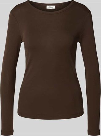 s.Oliver Red Label Slim Fit Langarmshirt aus reiner Baumwolle in Dunkelbraun, Gr&ouml;&szlig;e 38
