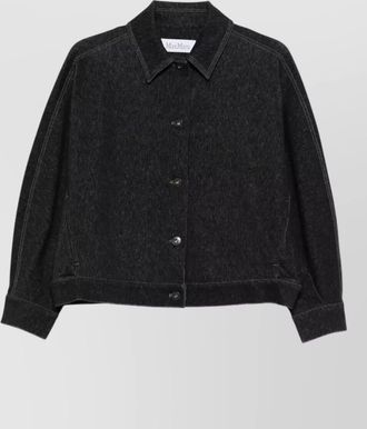 Max Mara denim-effect cropped oversized jacket