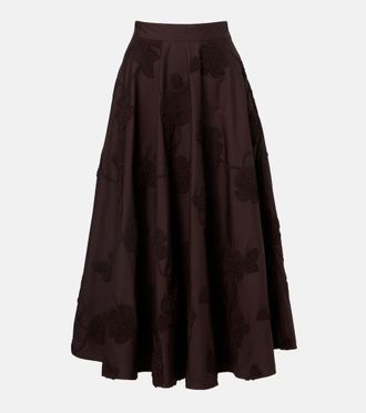 Rotate Berty embroidered cotton midi skirt