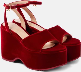Gianvito Rossi Velvet wedge sandals