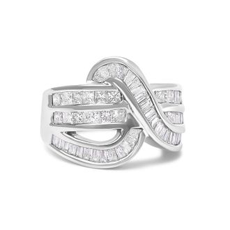 House of Brilliance 14K White Gold 2.0 Cttw Diamond Channel Set Bypass Ring