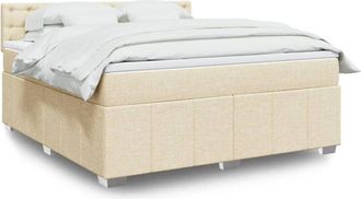 vidaXL Cama Box Spring Con Colch&oacute;n Tela Color Crema 180x200 Cm Vidaxl