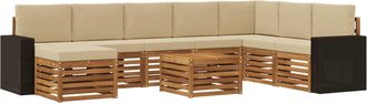 vidaXL Conjunto De Sof&aacute;s De Exterior 9 Uds. Natural Y Beige Vidaxl