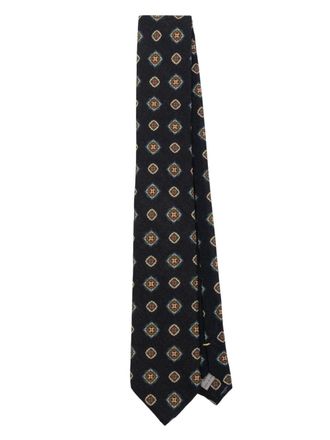 Canali geometric-print wool tie - men - Wool - One Size - Blue
