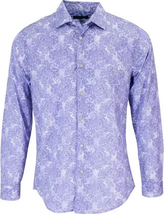 Lords of Harlech Mens Nigel Paisley Wave Shirt In Lavender