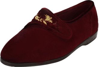 Freestep Ladies Free-Step Hook and Loop Fastened Full Slipper KV784 - Burgundy Textile - UK Size 4 E - EU Size 37 - US Size 6