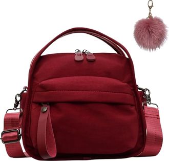 Generic Womens Elegant Solid Color Shoulder Bag, Casual Nylon Handbag with Front Pocket, Lightweight Large Capacity Crossbody