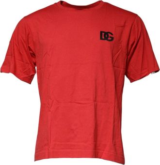 Dolce & Gabbana Rood DG Logo Katoenen T-shirt - Heren - T-shirts - Rood - S - Katoen - Tops
