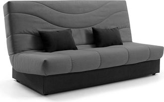 Home Heavenly Sofá cama de 2 plazas en tela gris y negro y apertura clic clac
