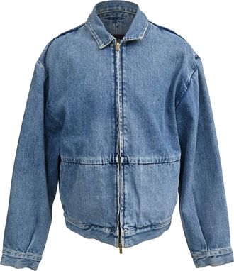 Fear of God Fear of God Essentials Zip-Up Denim Jacket in Blue Cotton