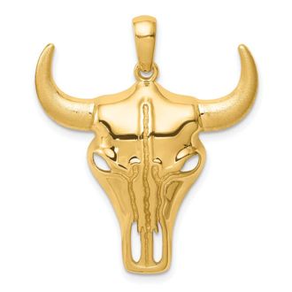 Diamond2Deal 14k Yellow Gold Steer Skull Pendant