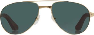 Cartier Santos de Cartier Polarized Green Pilot Mens Sunglasses CT0495S 002 59