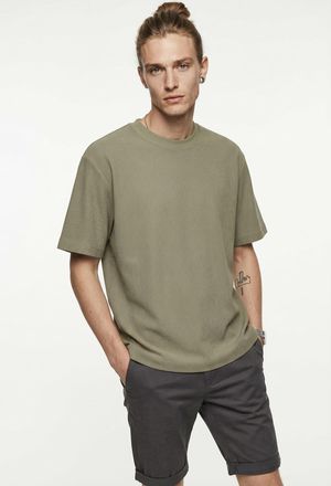 Jack & Jones Rundhalsshirt JACK & JONES JJEHARRISON STRUCTURE TEE SS O-NECK LN, Herren, Gr. XXL, vetiver, Jersey, Obermaterial: 100% Baumwolle, unifarben, Rundhals