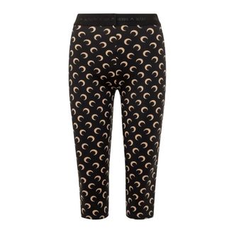Marine Serre Pantaloni Capri in jersey con stampa Moon - - Trousers - Donna - Nero - L