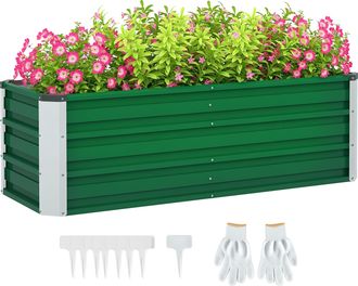 OEM Arriate De Jard&iacute;n De Acero Incluye Guantes Huerto Urbano Jardinera Macetero Rectangular Para Cultivos Plantas Flores Para Terraza Balc&oacute;n Exterior 125x