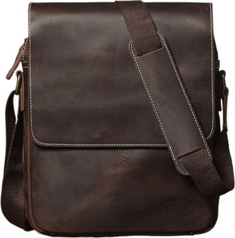 Generic Mens Vintage Leather Messenger Bag Grain Crossbody Casual Office Daily Commute Shoulder(Brown)