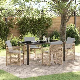 vidaXL Conjunto De Comedor De Jard&iacute;n 5 Pcs Beige Rat&aacute;n Sint&eacute;tico Vidaxl