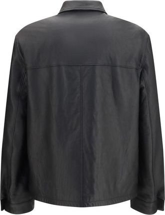 Prada Mens Black Lamb Ovis Aries Leather Jacket Clothing