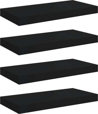 vidaXL Floating Wall Shelves 4 pcs Black 50x23x3.8 cm mdf Vidaxl