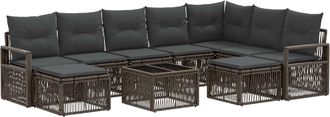 vidaXL Conjunto De Sof&aacute;s De Jard&iacute;n 10 Uds. Gris Rat&aacute;n Sint&eacute;tico Vidaxl