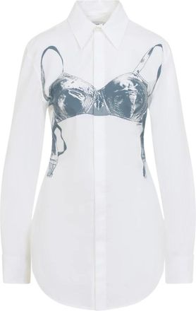Jean Paul Gaultier Scanned Bra Shirt - Dames - Overhemden - Wit - 2XS - Katoen - Overhemden