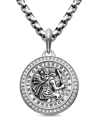 David Yurman sterling silver St. Christopher amulet (34.5mm) - men - Sterling Silver/Diamond - OS