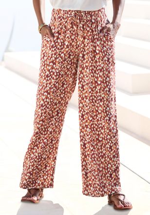 Vivance Palazzohose VIVANCE, Damen, Gr. 34, N-Gr, braun (braun, creme bedruckt), Web, Obermaterial: 100% Viskose, bedruckt, figurumspielend kn&ouml;chellang, Hosen