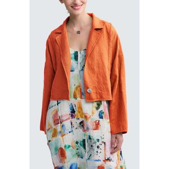 Luukaa D'Celli Laras Boxy Linen Short Jacket in Rust Orange at Nordstrom, Size X-Large/xx-Large