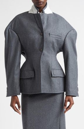 Thom Browne Nipped Waist Coat in Dark Grey at Nordstrom, Size 6 Us