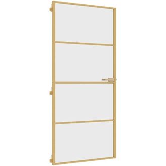 vidaXL Vidaxl - Puerta De Interior Dorada Vidrio Templado Y Aluminio 93x201,5cm
