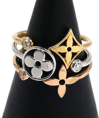 Louis Vuitton Yellow Gold (18K) Pink Gold (18K) White Gold (18K) Band Ring (Pre-Owned)