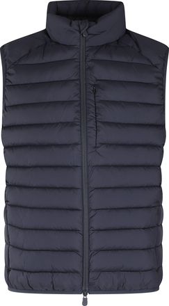 Save The Duck Quilted Blue Black Gilet With High Collar