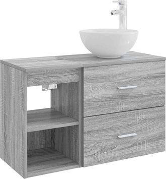 vidaXL Juego De Muebles De Ba&ntilde;o 2 Uds. Sonoma Gris Vidaxl