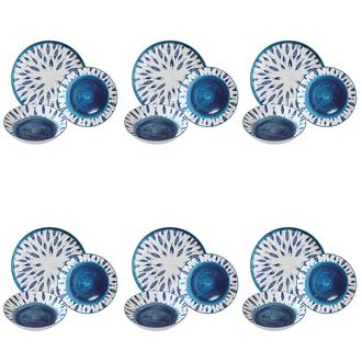 Villa D'Este Home Tivoli Juego de platos de 18 piezas en porcelana, 6 servicios de mesa, Marechiaro