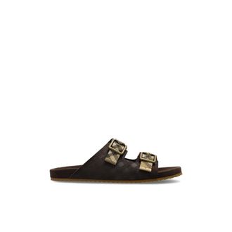 Burberry Sliders, male, Brown, Size: 9 1/2 US Logo Sandals
