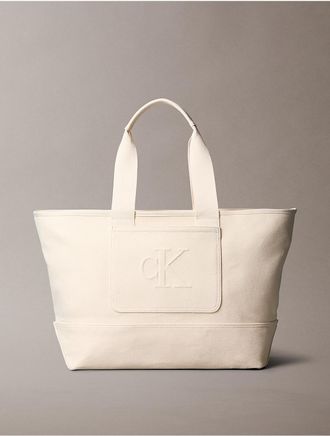 Calvin Klein Mens Pocket Canvas Weekender Bag - Neutral