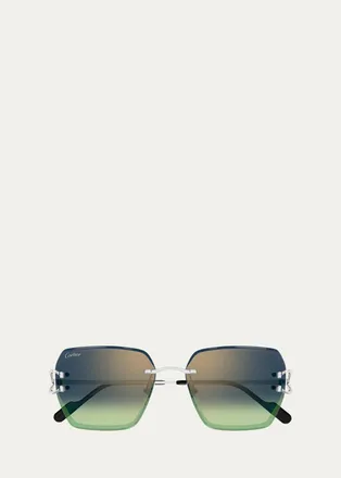 Cartier Motifs De Cartier 58MM Platinum-Plated Butterfly Sunglasses