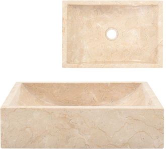 vidaXL Lavabo De M&aacute;rmol Crema Con Brillo 45x30x12 Cm Vidaxl