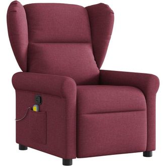 vidaXL Sill&oacute;n De Masaje Reclinable De Tela Color Vino Tinto Vidaxl