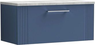 Nuie Nuie Deco Wall Hung 1-Drawer Vanity Unit with Bellato Grey Worktop 800mm Wide - Satin Anthracite