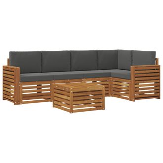 vidaXL Conjunto De Sof&aacute; Seccional Con Coj&iacute;n 6 Pcs Natural Y Antracita Vidaxl