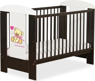 OEM Cuna De Madera Para Beb&eacute; De 120x60cm Con Forma De Osito De Peluche Con Lazo, En Rosa Y Marr&oacute;n