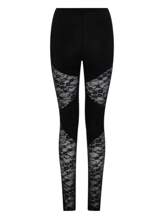 Nina Ricci Lace-Insert Viscose Leggings - Black
