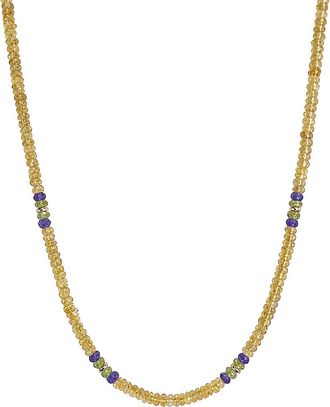 Jewelmak 14K Citrine, Amethyst Necklace