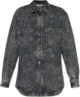 Golden Goose Denim shirt met bloemenmotief - Dames - Spijkeroverhemden - Grijs - M - Denim - Overhemden