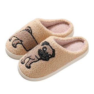 Generic House Slippers for Women Cute Cartoon Animal Print Plush Fluffy Warm Winter Shoes Memory Foam Slippers Womens Indoor Outdoor Slip On Non-Slip Slides B