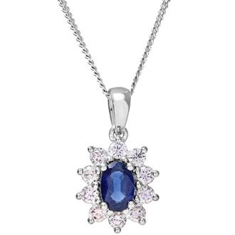 Diamant L'éternel Womens Cluster Pendant, 18ct White Gold Diamond and Sapphire 0.33ct Weight - One Size