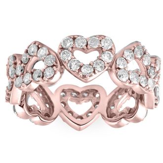 Pompeii3 1 1/2Ct Diamond Heart Shaped Eternity Ring in White, Yellow, or Rose Gold