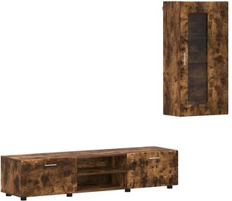 vidaXL Conjunto De Mueble De Tv Roble Ahumado Madera De Ingenier&iacute;a Vidaxl